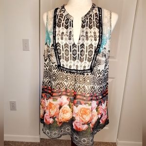 Valerie Steven's Mixed Print Chiffon dressy top